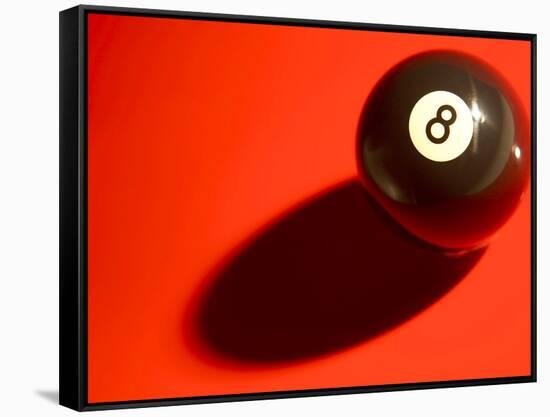 Black and White Eight Ball on with Shadow on Red Background-null-Framed Stretched Canvas