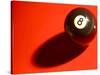 Black and White Eight Ball on with Shadow on Red Background-null-Stretched Canvas