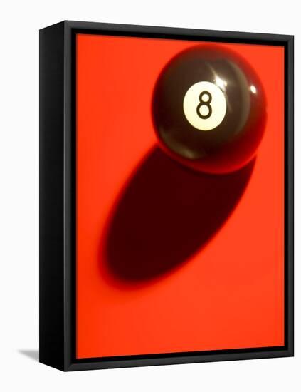 Black and White Eight Ball on with Shadow on Red Background-null-Framed Stretched Canvas