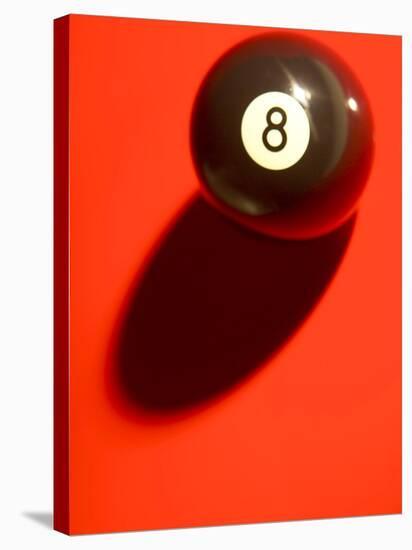 Black and White Eight Ball on with Shadow on Red Background-null-Stretched Canvas