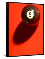 Black and White Eight Ball on with Shadow on Red Background-null-Framed Stretched Canvas
