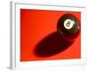 Black and White Eight Ball on with Shadow on Red Background-null-Framed Photographic Print
