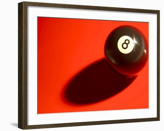 Black and White Eight Ball on with Shadow on Red Background-null-Framed Photographic Print