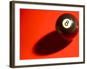 Black and White Eight Ball on with Shadow on Red Background-null-Framed Photographic Print