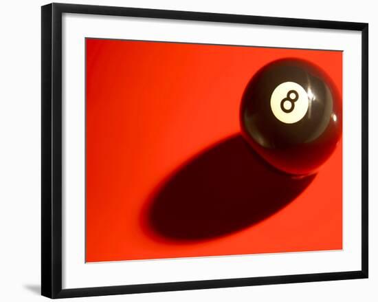 Black and White Eight Ball on with Shadow on Red Background-null-Framed Photographic Print