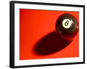 Black and White Eight Ball on with Shadow on Red Background-null-Framed Photographic Print