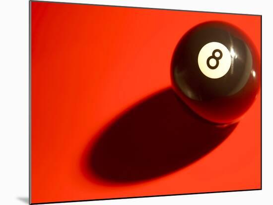 Black and White Eight Ball on with Shadow on Red Background-null-Mounted Photographic Print