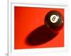 Black and White Eight Ball on with Shadow on Red Background-null-Framed Photographic Print