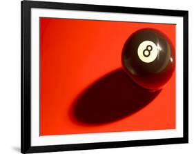 Black and White Eight Ball on with Shadow on Red Background-null-Framed Photographic Print