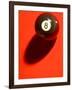 Black and White Eight Ball on with Shadow on Red Background-null-Framed Photographic Print