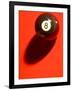 Black and White Eight Ball on with Shadow on Red Background-null-Framed Photographic Print