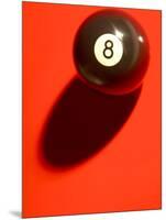 Black and White Eight Ball on with Shadow on Red Background-null-Mounted Photographic Print