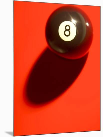 Black and White Eight Ball on with Shadow on Red Background-null-Mounted Photographic Print