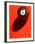 Black and White Eight Ball on with Shadow on Red Background-null-Framed Photographic Print