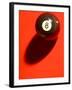 Black and White Eight Ball on with Shadow on Red Background-null-Framed Photographic Print