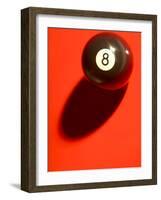 Black and White Eight Ball on with Shadow on Red Background-null-Framed Photographic Print