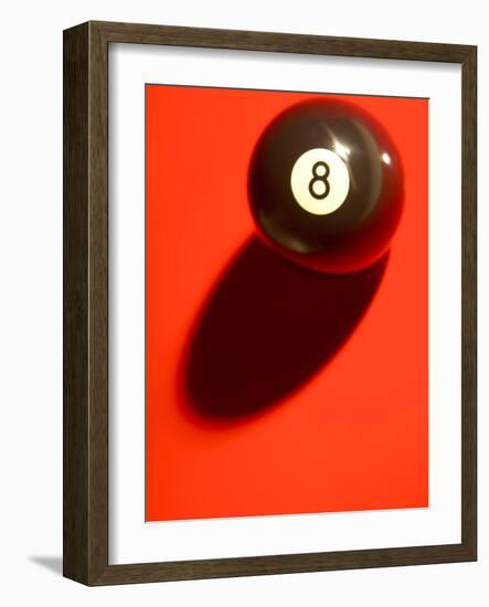 Black and White Eight Ball on with Shadow on Red Background-null-Framed Photographic Print