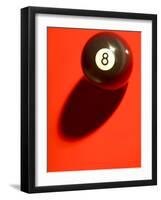 Black and White Eight Ball on with Shadow on Red Background-null-Framed Photographic Print