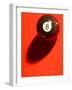 Black and White Eight Ball on with Shadow on Red Background-null-Framed Photographic Print