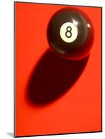 Black and White Eight Ball on with Shadow on Red Background-null-Mounted Photographic Print