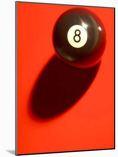 Black and White Eight Ball on with Shadow on Red Background-null-Mounted Photographic Print