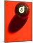Black and White Eight Ball on with Shadow on Red Background-null-Mounted Photographic Print