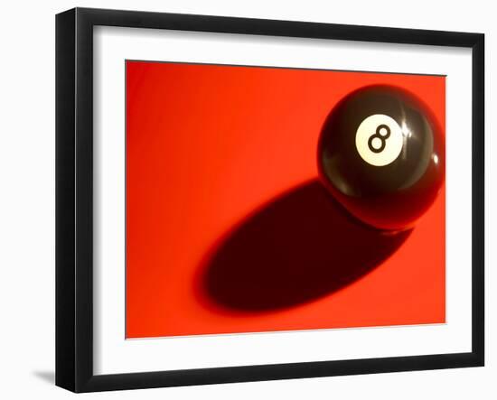 Black and White Eight Ball on with Shadow on Red Background-null-Framed Photographic Print