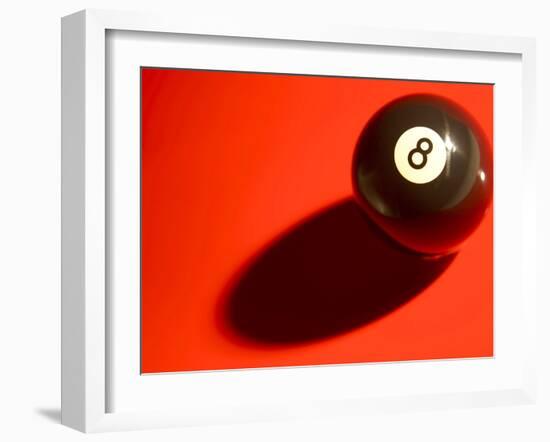 Black and White Eight Ball on with Shadow on Red Background-null-Framed Photographic Print