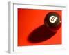 Black and White Eight Ball on with Shadow on Red Background-null-Framed Photographic Print