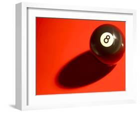 Black and White Eight Ball on with Shadow on Red Background-null-Framed Photographic Print