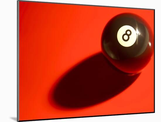 Black and White Eight Ball on with Shadow on Red Background-null-Mounted Photographic Print