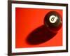 Black and White Eight Ball on with Shadow on Red Background-null-Framed Photographic Print