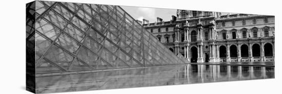 Black and White, Exterior, the Louvre, Paris, France-null-Stretched Canvas