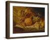 Black and White Grapes, Pears, Redcurrants and a Pineapple on a Ledge-George Lance-Framed Giclee Print