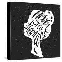 Black and White Hand Drawn Typography Poster Greeting Card or Print Invitation with Girls Head Sil-TashaNatasha-Stretched Canvas