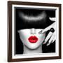 Black and White High Fashion Model Girl Portrait with Trendy Hair Style, Make Up and Manicure-Subbotina Anna-Framed Photographic Print