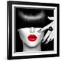 Black and White High Fashion Model Girl Portrait with Trendy Hair Style, Make Up and Manicure-Subbotina Anna-Framed Photographic Print