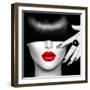 Black and White High Fashion Model Girl Portrait with Trendy Hair Style, Make Up and Manicure-Subbotina Anna-Framed Photographic Print