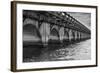 Black and White Horizontal Image of an Old Arch Bridge in Near Ramrod Key, Florida-James White-Framed Photographic Print