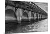 Black and White Horizontal Image of an Old Arch Bridge in Near Ramrod Key, Florida-James White-Mounted Photographic Print