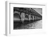 Black and White Horizontal Image of an Old Arch Bridge in Near Ramrod Key, Florida-James White-Framed Photographic Print