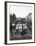 Black and White Image of an Old Bicycle by the Singel Canal, Amsterdam, Netherlands, Europe-Amanda Hall-Framed Photographic Print