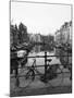 Black and White Image of an Old Bicycle by the Singel Canal, Amsterdam, Netherlands, Europe-Amanda Hall-Mounted Photographic Print