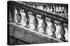 Black and White image of Railing and Stairs near Rialto Bridge.-Terry Eggers-Stretched Canvas