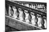 Black and White image of Railing and Stairs near Rialto Bridge.-Terry Eggers-Mounted Photographic Print