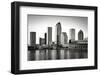 Black and white image of the Tampa skyline-Sheila Haddad-Framed Photographic Print