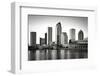 Black and white image of the Tampa skyline-Sheila Haddad-Framed Photographic Print