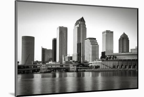 Black and white image of the Tampa skyline-Sheila Haddad-Mounted Photographic Print