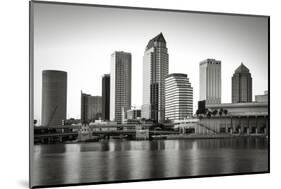 Black and white image of the Tampa skyline-Sheila Haddad-Mounted Photographic Print