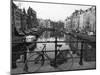 Black and White Imge of an Old Bicycle by the Singel Canal, Amsterdam, Netherlands, Europe-Amanda Hall-Mounted Photographic Print